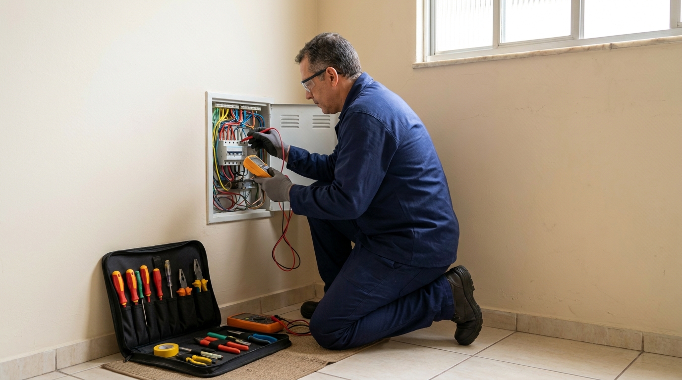Eletricista atendendo em residência em Campo Grande‑MS